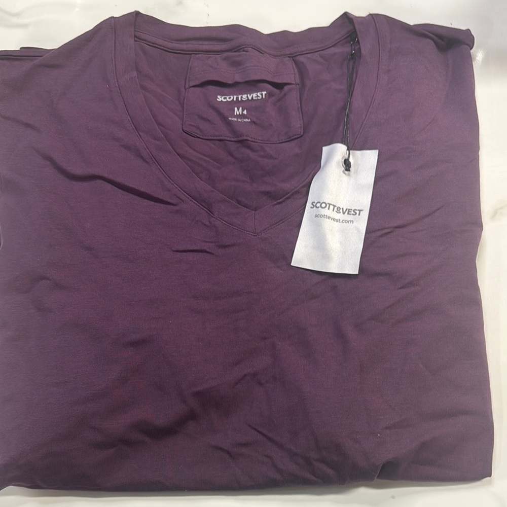 SCOTTeVEST Deep Purple V-Neck Tee